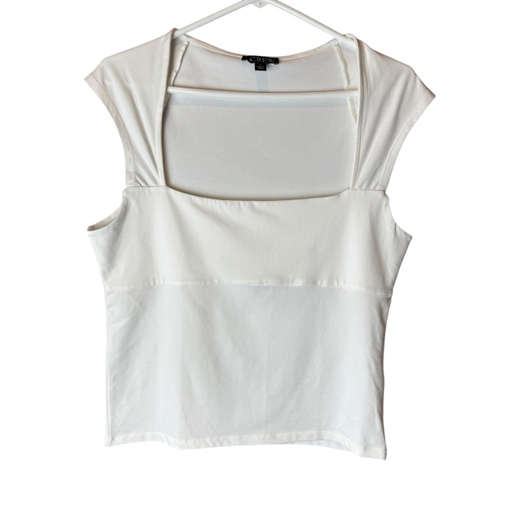 J Crew Squareneck cap-sleeve top White L